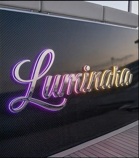 Luminara custom LED acrylic boat name sign — nautical illuminated lettering