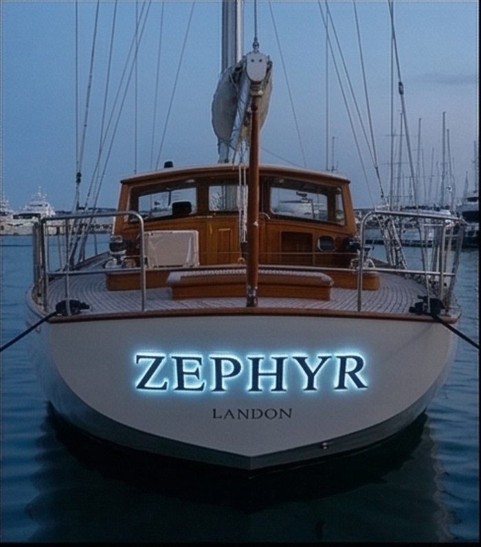 Nautilus illuminated boat name sign