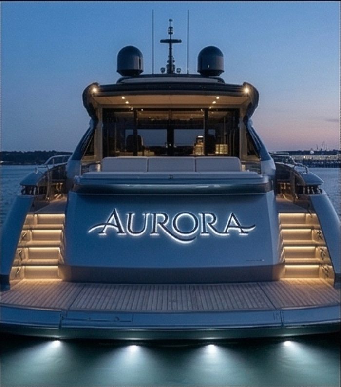 Solstice illuminated boat name sign